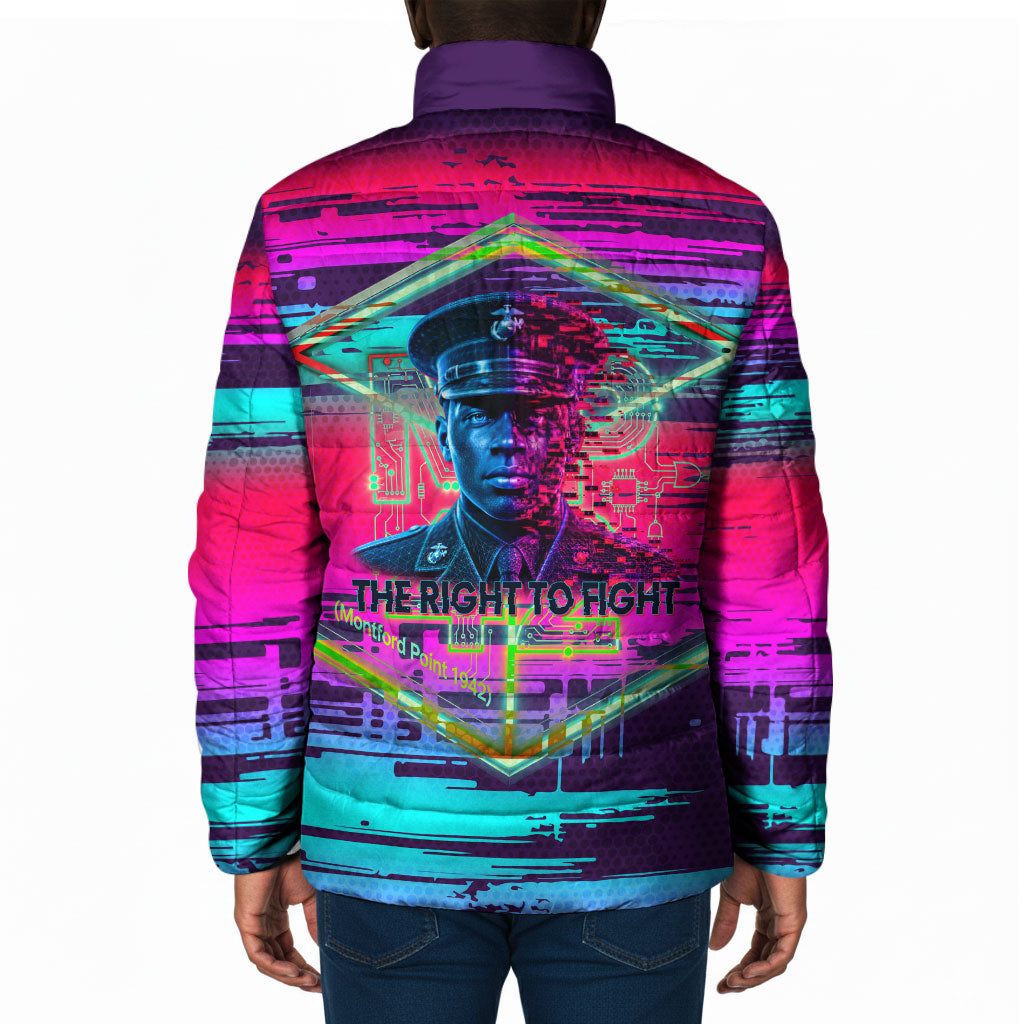 Montford Point Marines Legacy 1942 Padded Jacket The Right To Fight Retro Glitch Vaporwave Art