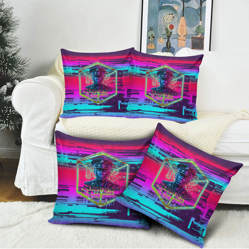 Montford Point Marines Legacy 1942 Pillow Cover The Right To Fight Retro Glitch Vaporwave Art