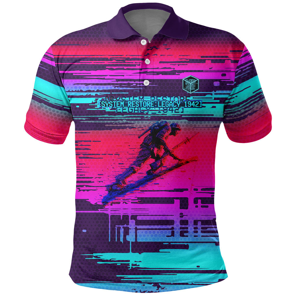 Montford Point Marines Legacy 1942 Polo Shirt The Right To Fight Retro Glitch Vaporwave Art
