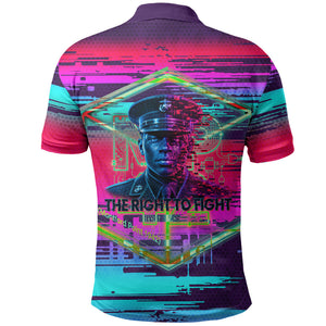Montford Point Marines Legacy 1942 Polo Shirt The Right To Fight Retro Glitch Vaporwave Art