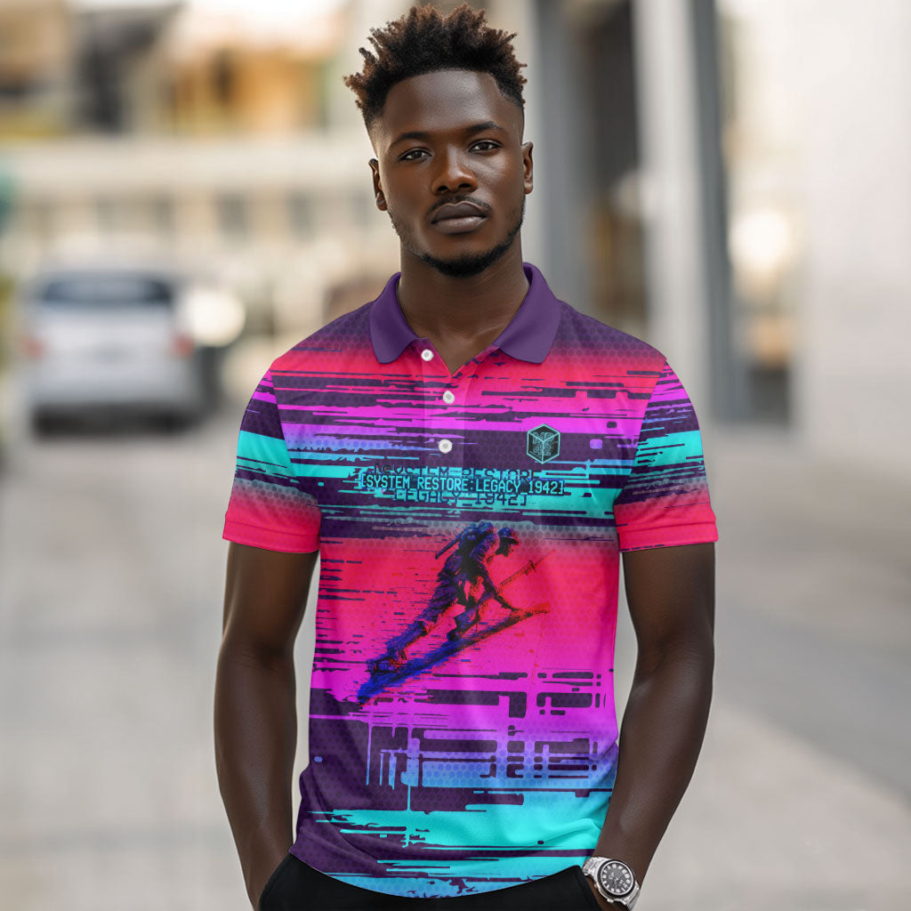 Montford Point Marines Legacy 1942 Polo Shirt The Right To Fight Retro Glitch Vaporwave Art