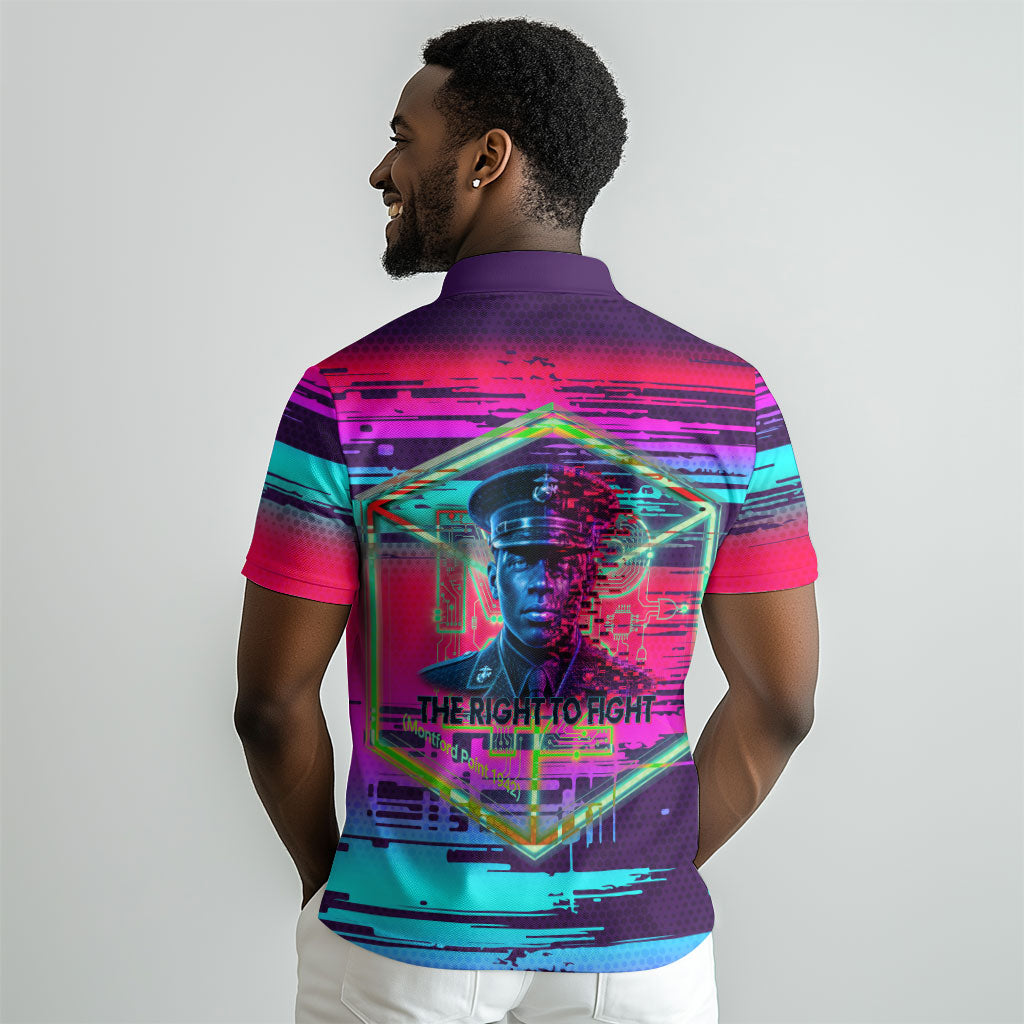 Montford Point Marines Legacy 1942 Polo Shirt The Right To Fight Retro Glitch Vaporwave Art