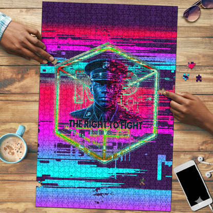 Montford Point Marines Legacy 1942 Puzzle The Right To Fight Retro Glitch Vaporwave Art