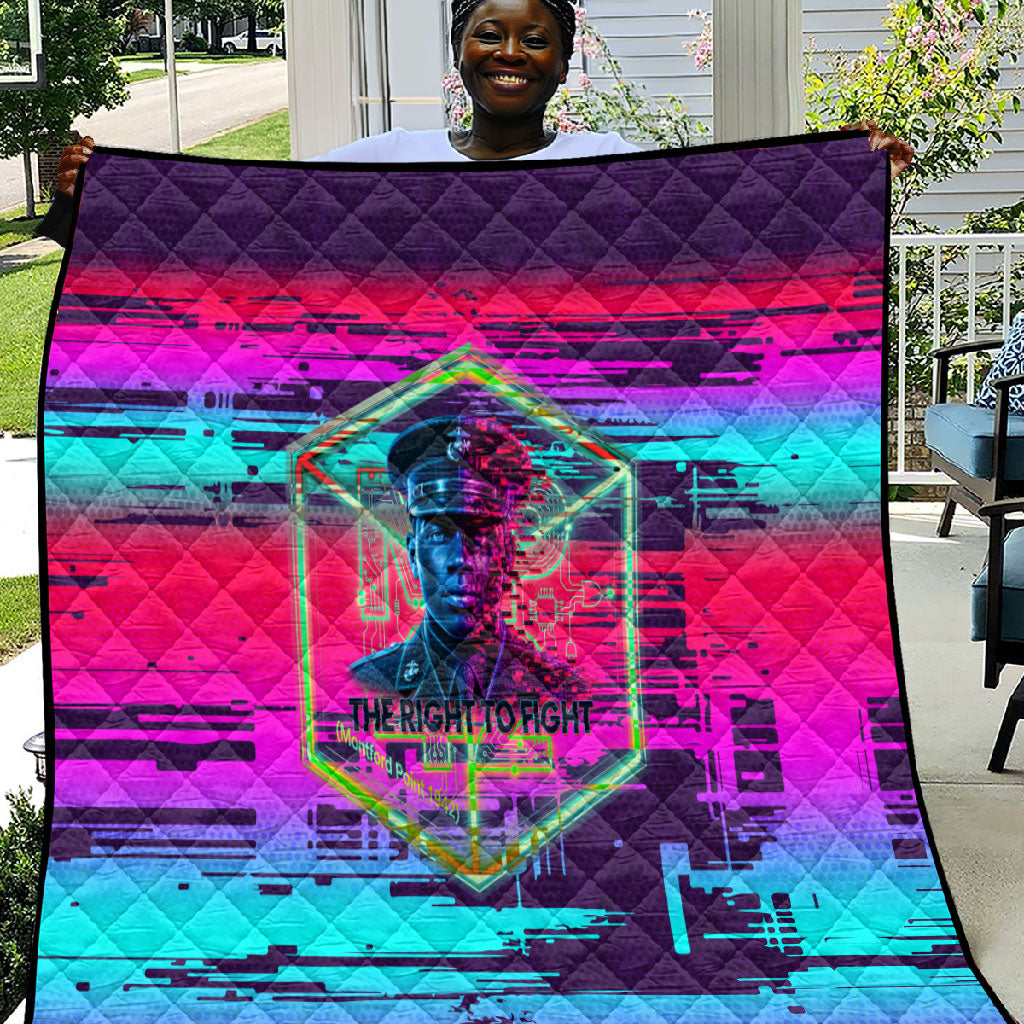 Montford Point Marines Legacy 1942 Quilt The Right To Fight Retro Glitch Vaporwave Art