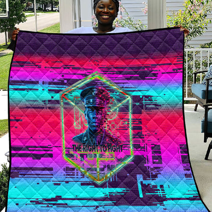 Montford Point Marines Legacy 1942 Quilt The Right To Fight Retro Glitch Vaporwave Art