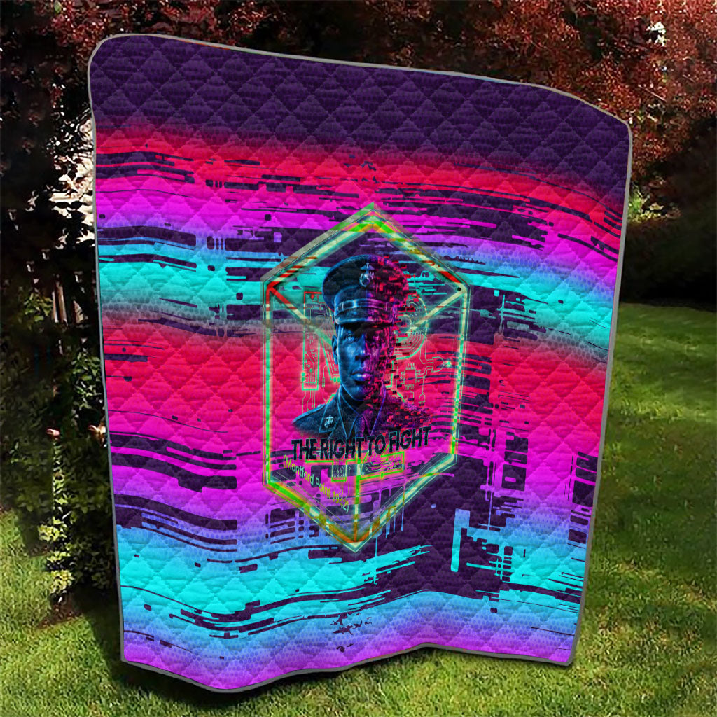 Montford Point Marines Legacy 1942 Quilt The Right To Fight Retro Glitch Vaporwave Art
