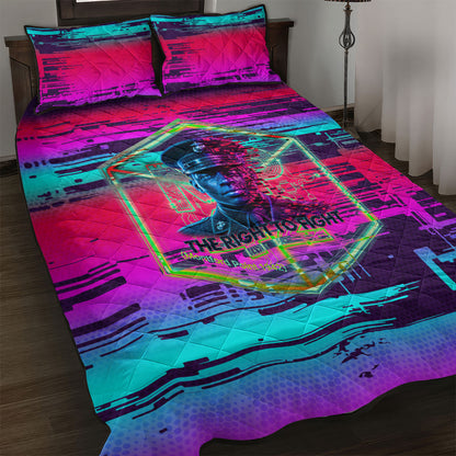 Montford Point Marines Legacy 1942 Quilt Bed Set The Right To Fight Retro Glitch Vaporwave Art