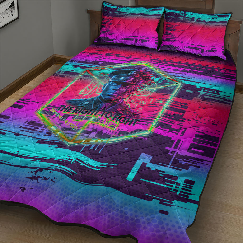 Montford Point Marines Legacy 1942 Quilt Bed Set The Right To Fight Retro Glitch Vaporwave Art