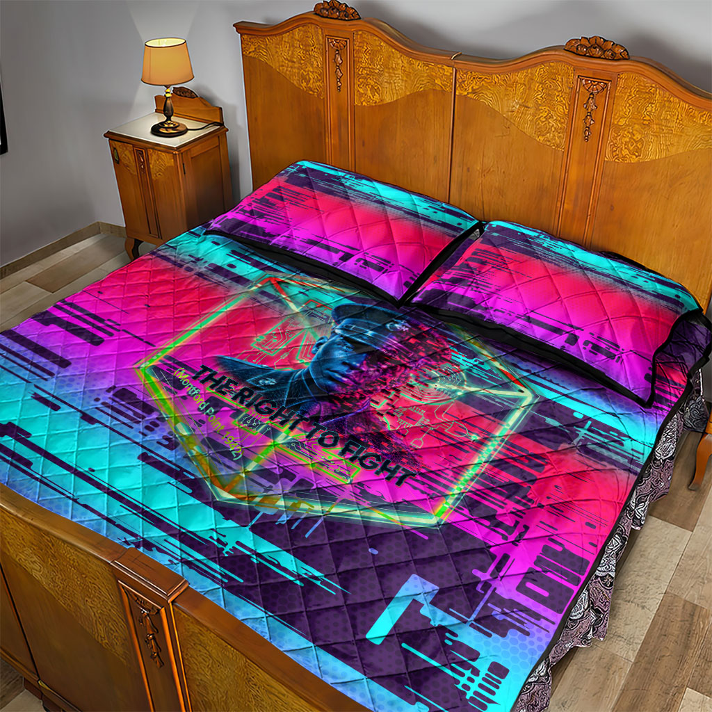 Montford Point Marines Legacy 1942 Quilt Bed Set The Right To Fight Retro Glitch Vaporwave Art
