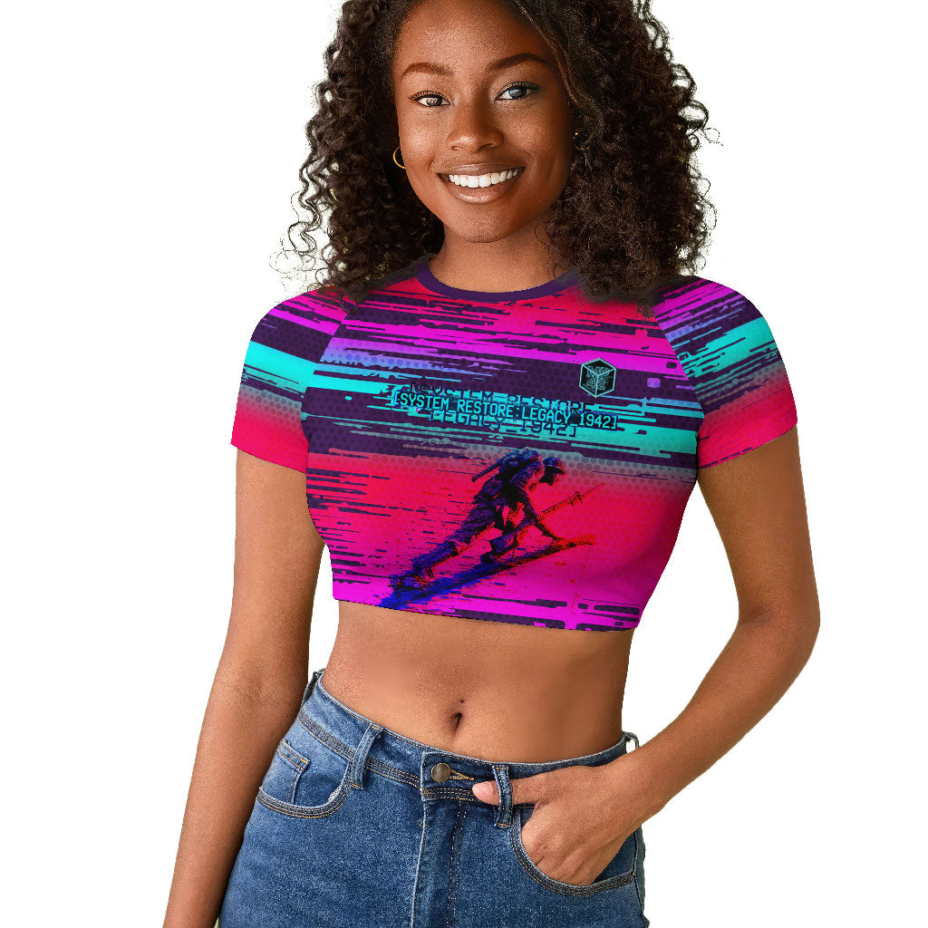 Montford Point Marines Legacy 1942 Raglan Cropped T shirt The Right To Fight Retro Glitch Vaporwave Art