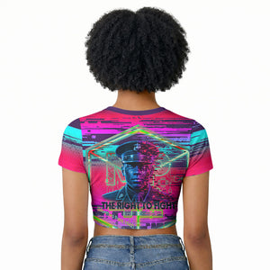 Montford Point Marines Legacy 1942 Raglan Cropped T shirt The Right To Fight Retro Glitch Vaporwave Art