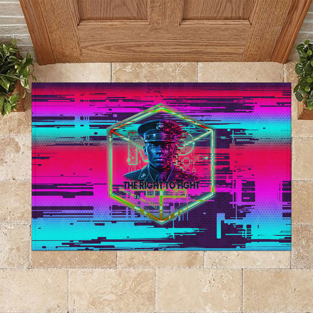 Montford Point Marines Legacy 1942 Rubber Doormat The Right To Fight Retro Glitch Vaporwave Art