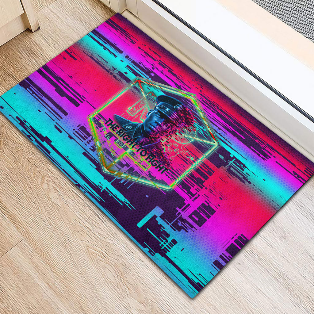 Montford Point Marines Legacy 1942 Rubber Doormat The Right To Fight Retro Glitch Vaporwave Art