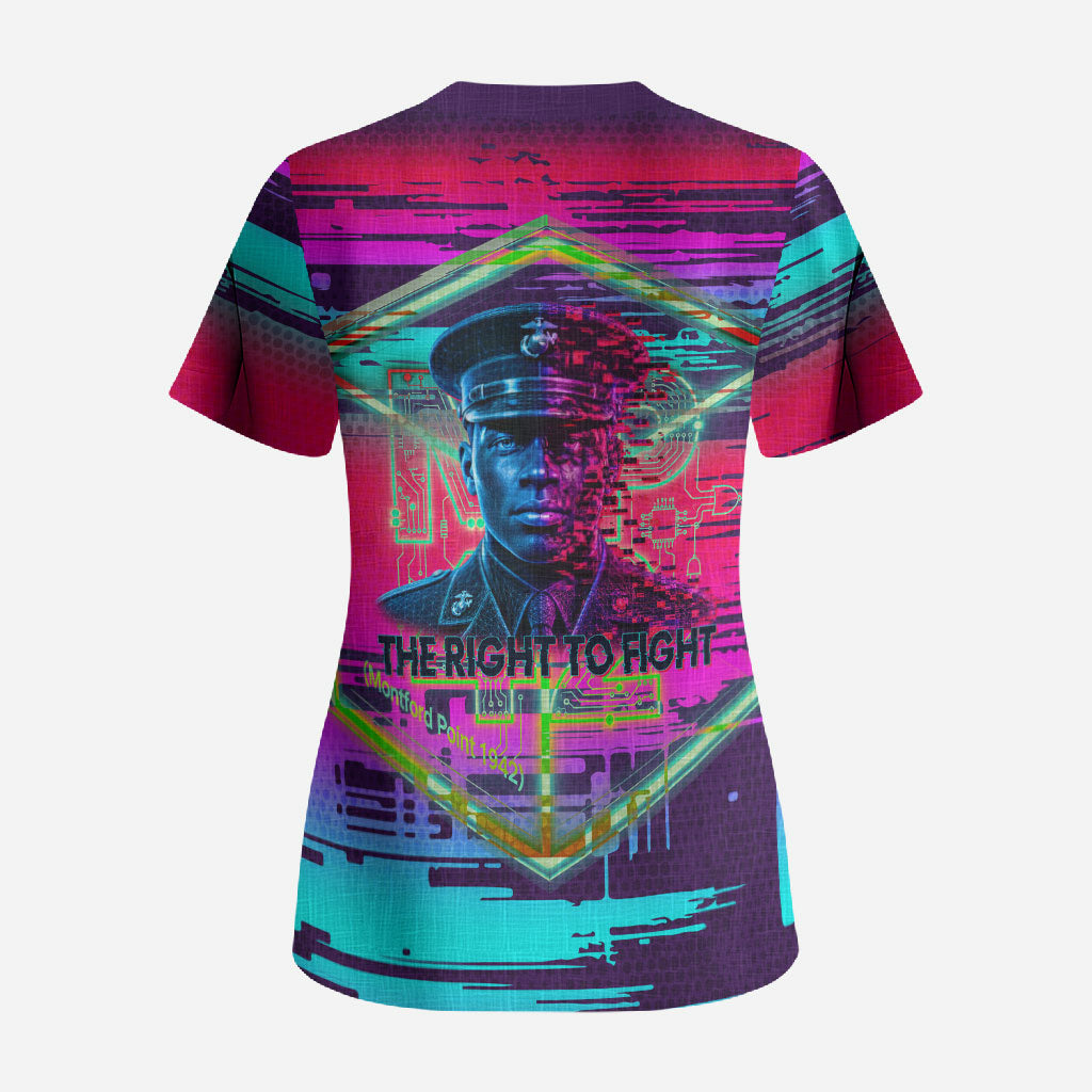 Montford Point Marines Legacy 1942 Scrub Top The Right To Fight Retro Glitch Vaporwave Art