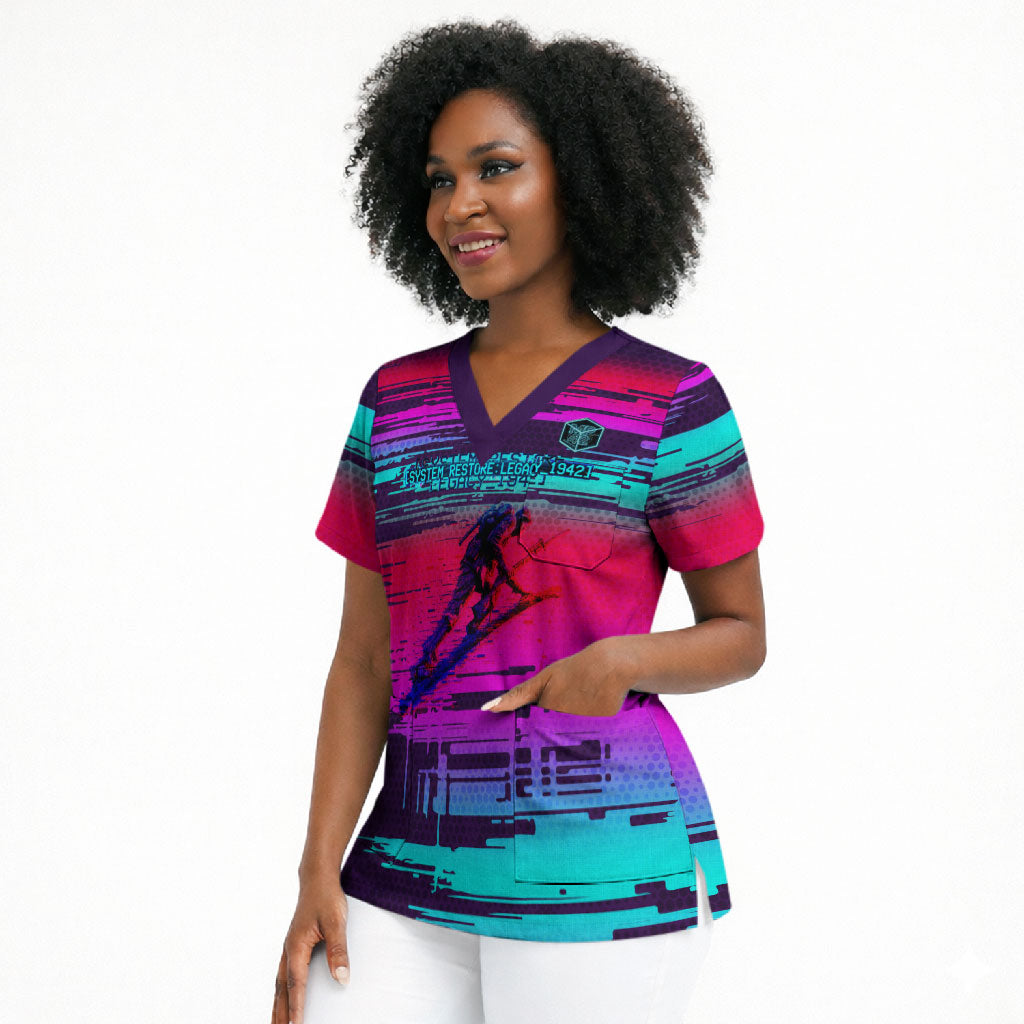 Montford Point Marines Legacy 1942 Scrub Top The Right To Fight Retro Glitch Vaporwave Art