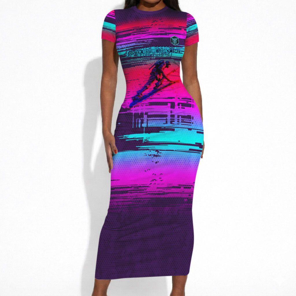 Montford Point Marines Legacy 1942 Short Sleeve Bodycon Dress The Right To Fight Retro Glitch Vaporwave Art