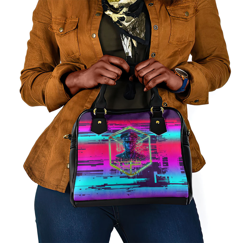 Montford Point Marines Legacy 1942 Shoulder Handbag The Right To Fight Retro Glitch Vaporwave Art