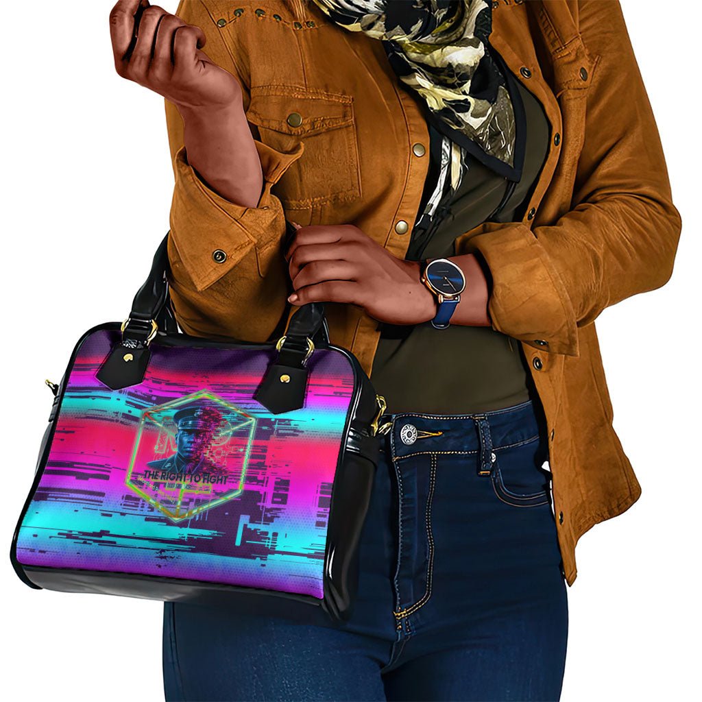 Montford Point Marines Legacy 1942 Shoulder Handbag The Right To Fight Retro Glitch Vaporwave Art