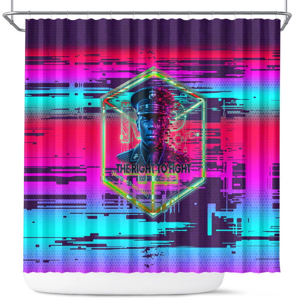 Montford Point Marines Legacy 1942 Shower Curtain The Right To Fight Retro Glitch Vaporwave Art