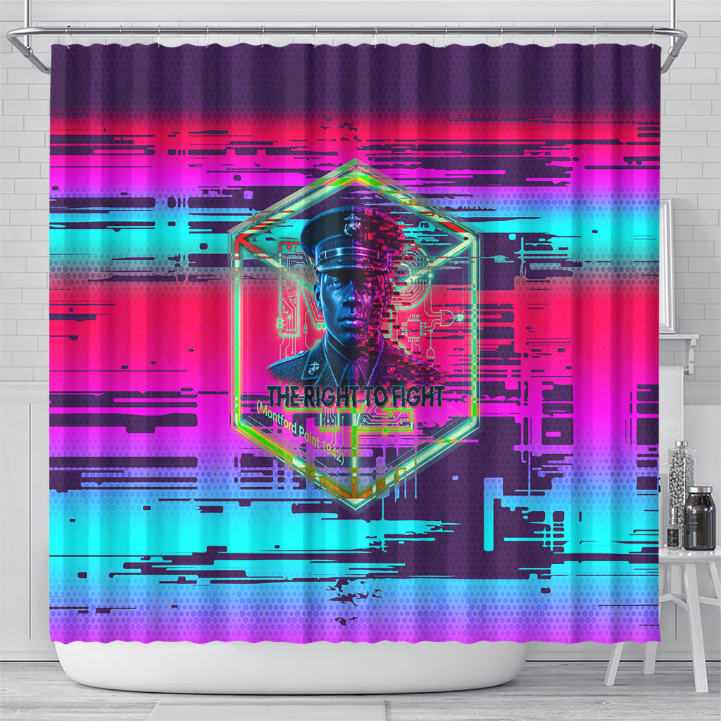 Montford Point Marines Legacy 1942 Shower Curtain The Right To Fight Retro Glitch Vaporwave Art