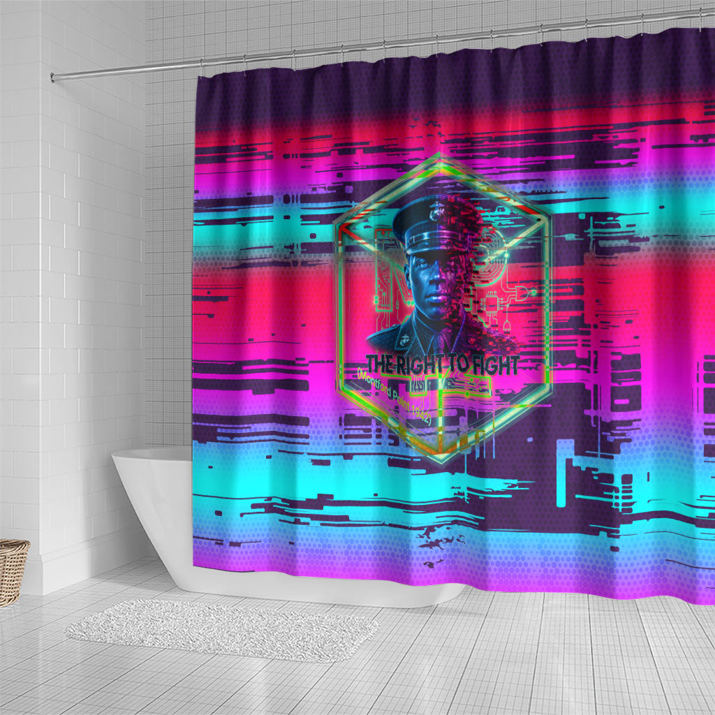 Montford Point Marines Legacy 1942 Shower Curtain The Right To Fight Retro Glitch Vaporwave Art