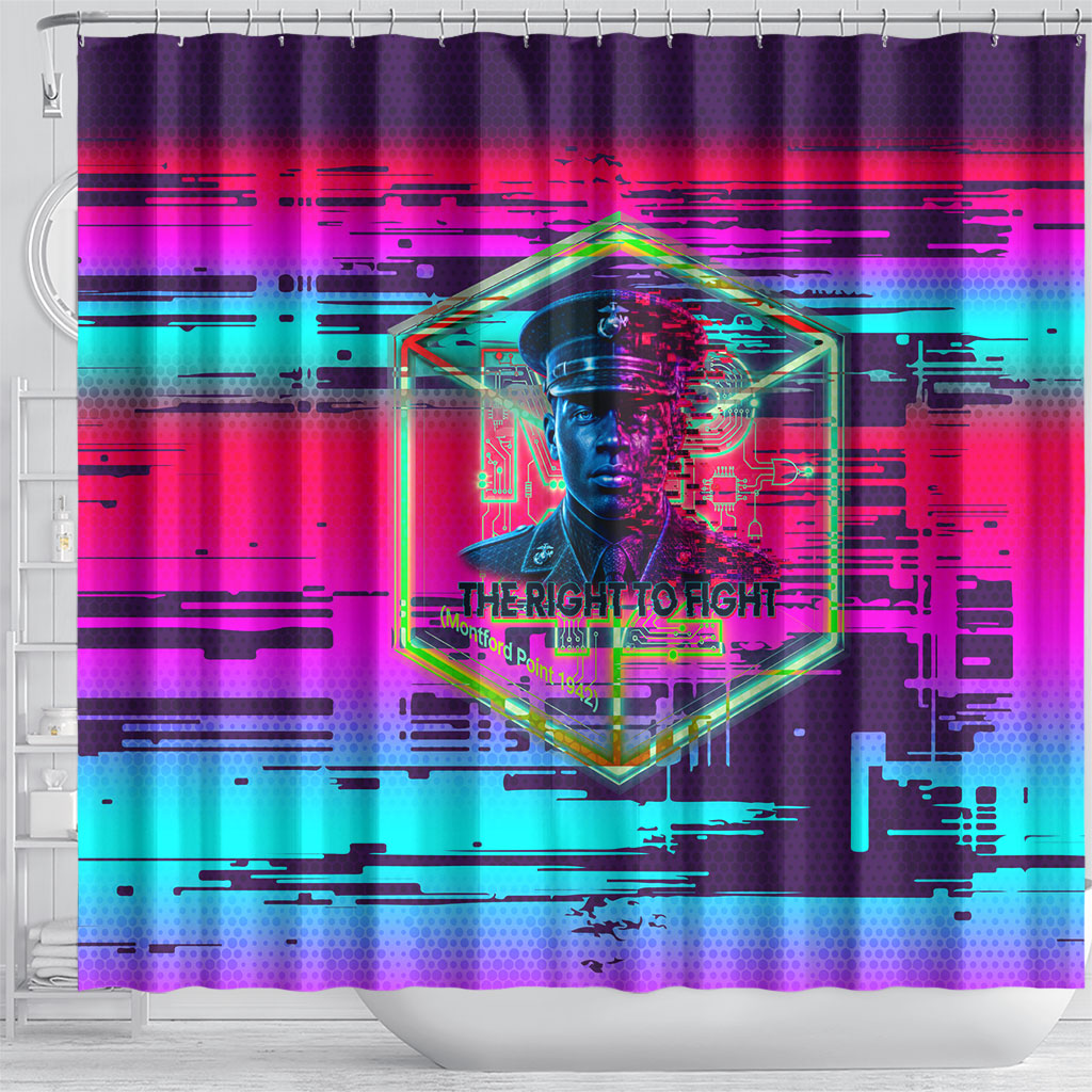 Montford Point Marines Legacy 1942 Shower Curtain The Right To Fight Retro Glitch Vaporwave Art