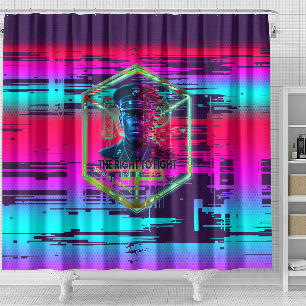 Montford Point Marines Legacy 1942 Shower Curtain The Right To Fight Retro Glitch Vaporwave Art
