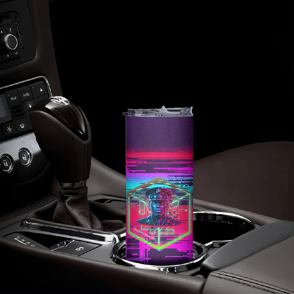 Montford Point Marines Legacy 1942 Skinny Tumbler The Right To Fight Retro Glitch Vaporwave Art