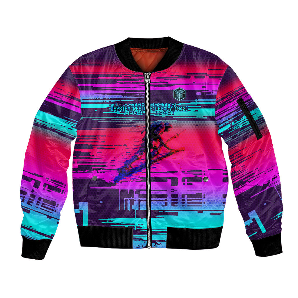 Montford Point Marines Legacy 1942 Sleeve Zip Bomber Jacket The Right To Fight Retro Glitch Vaporwave Art