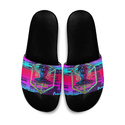 Montford Point Marines Legacy 1942 Slide Sandals The Right To Fight Retro Glitch Vaporwave Art