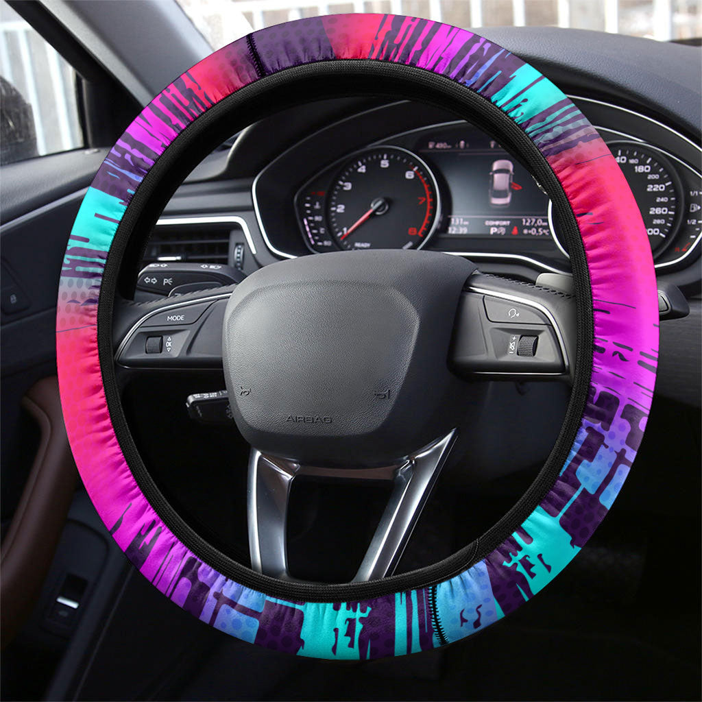 Montford Point Marines Legacy 1942 Steering Wheel Cover The Right To Fight Retro Glitch Vaporwave Art