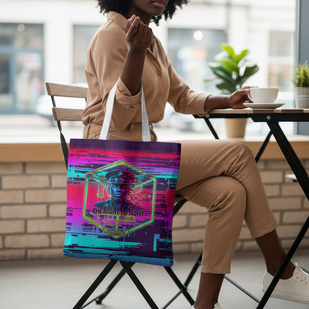 Montford Point Marines Legacy 1942 Tote Bag The Right To Fight Retro Glitch Vaporwave Art