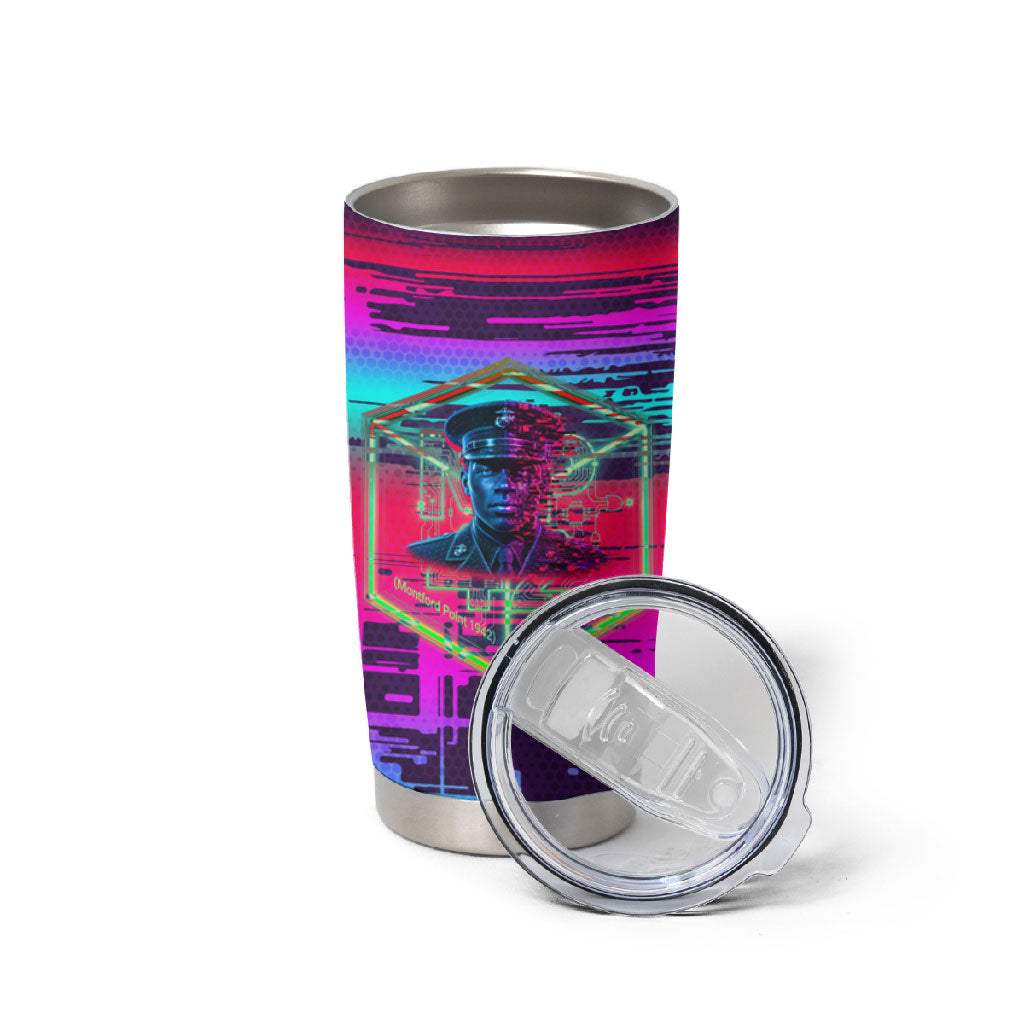 Montford Point Marines Legacy 1942 Tumbler Cup The Right To Fight Retro Glitch Vaporwave Art