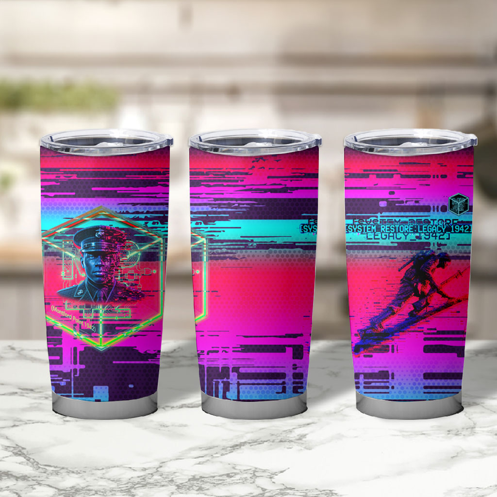 Montford Point Marines Legacy 1942 Tumbler Cup The Right To Fight Retro Glitch Vaporwave Art