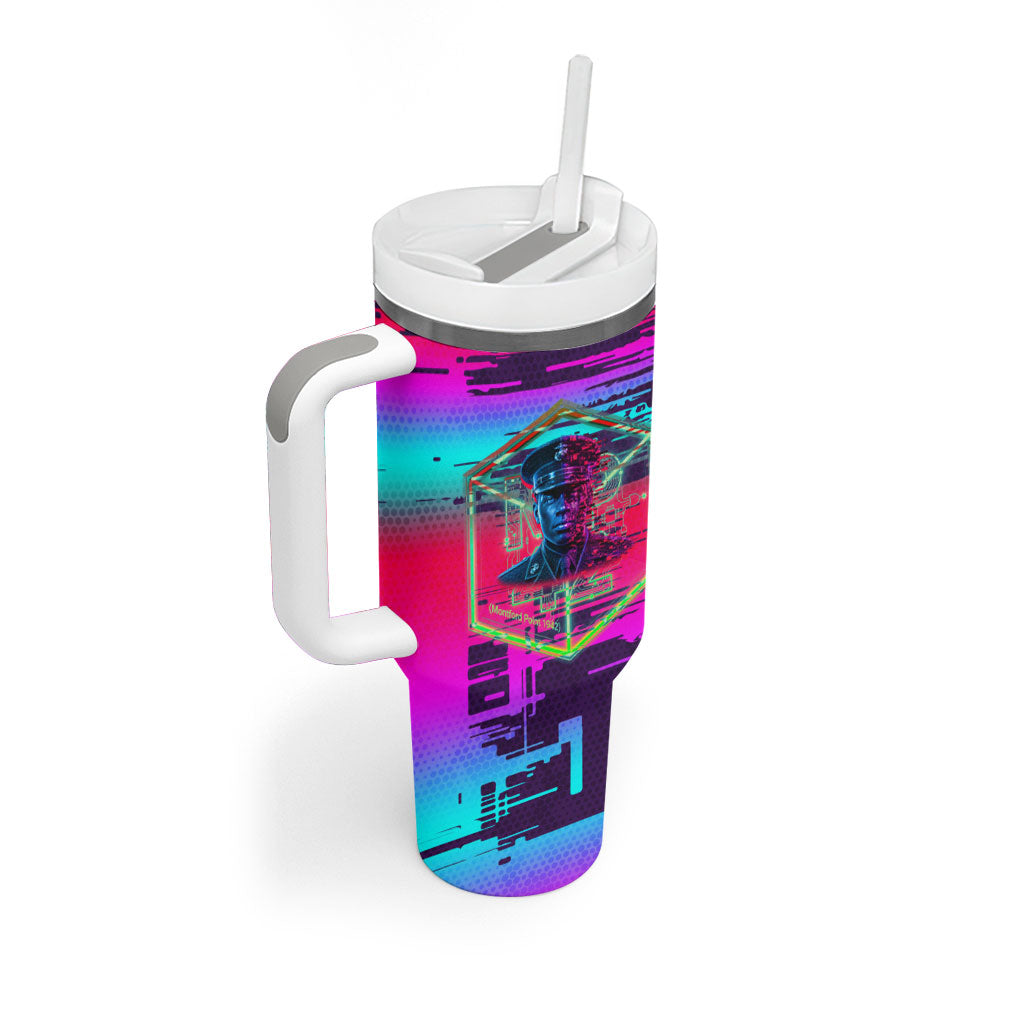Montford Point Marines Legacy 1942 Tumbler With Handle The Right To Fight Retro Glitch Vaporwave Art