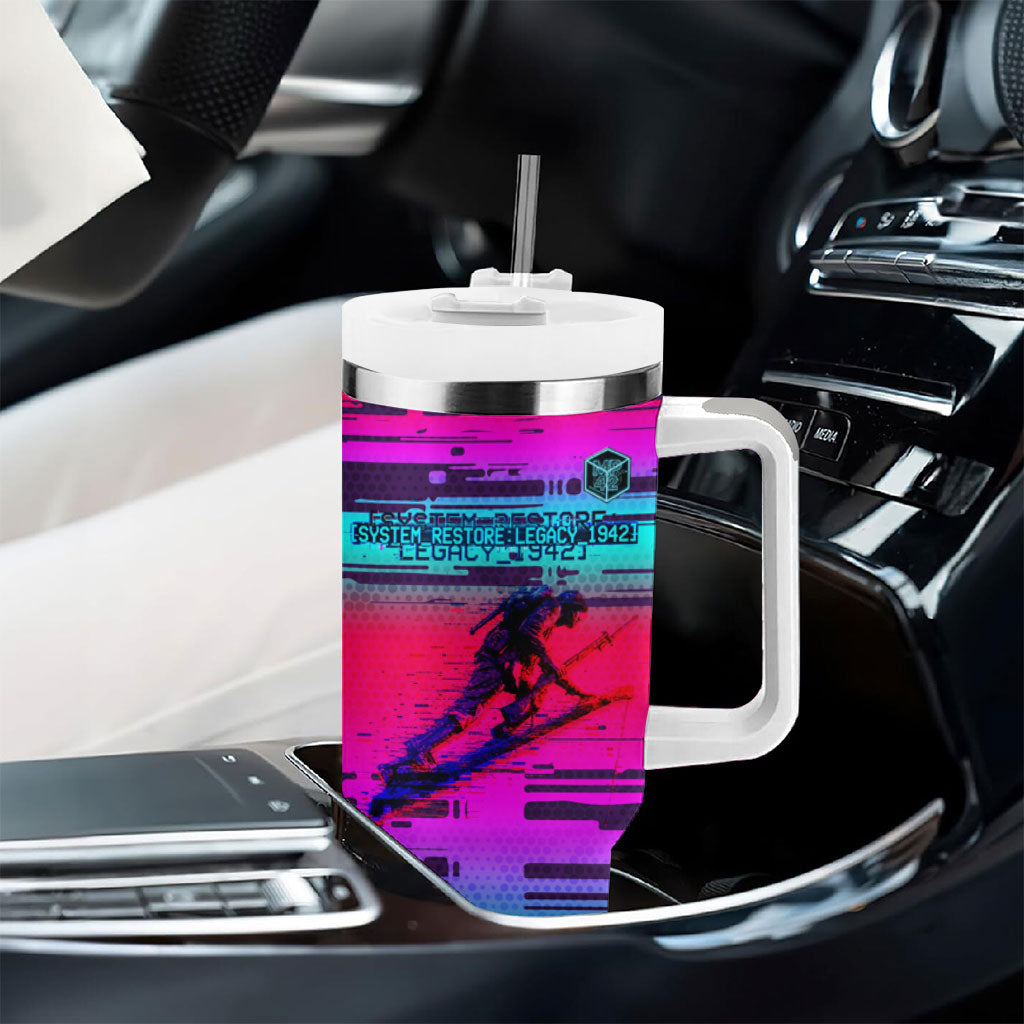 Montford Point Marines Legacy 1942 Tumbler With Handle The Right To Fight Retro Glitch Vaporwave Art
