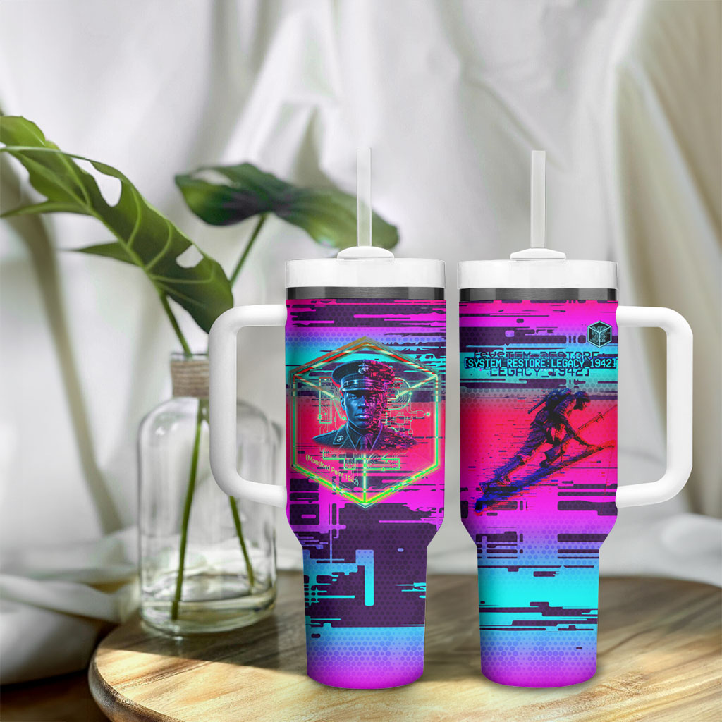 Montford Point Marines Legacy 1942 Tumbler With Handle The Right To Fight Retro Glitch Vaporwave Art