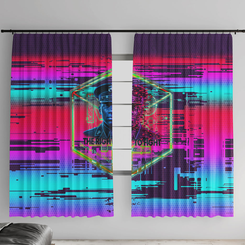 Montford Point Marines Legacy 1942 Window Curtain The Right To Fight Retro Glitch Vaporwave Art