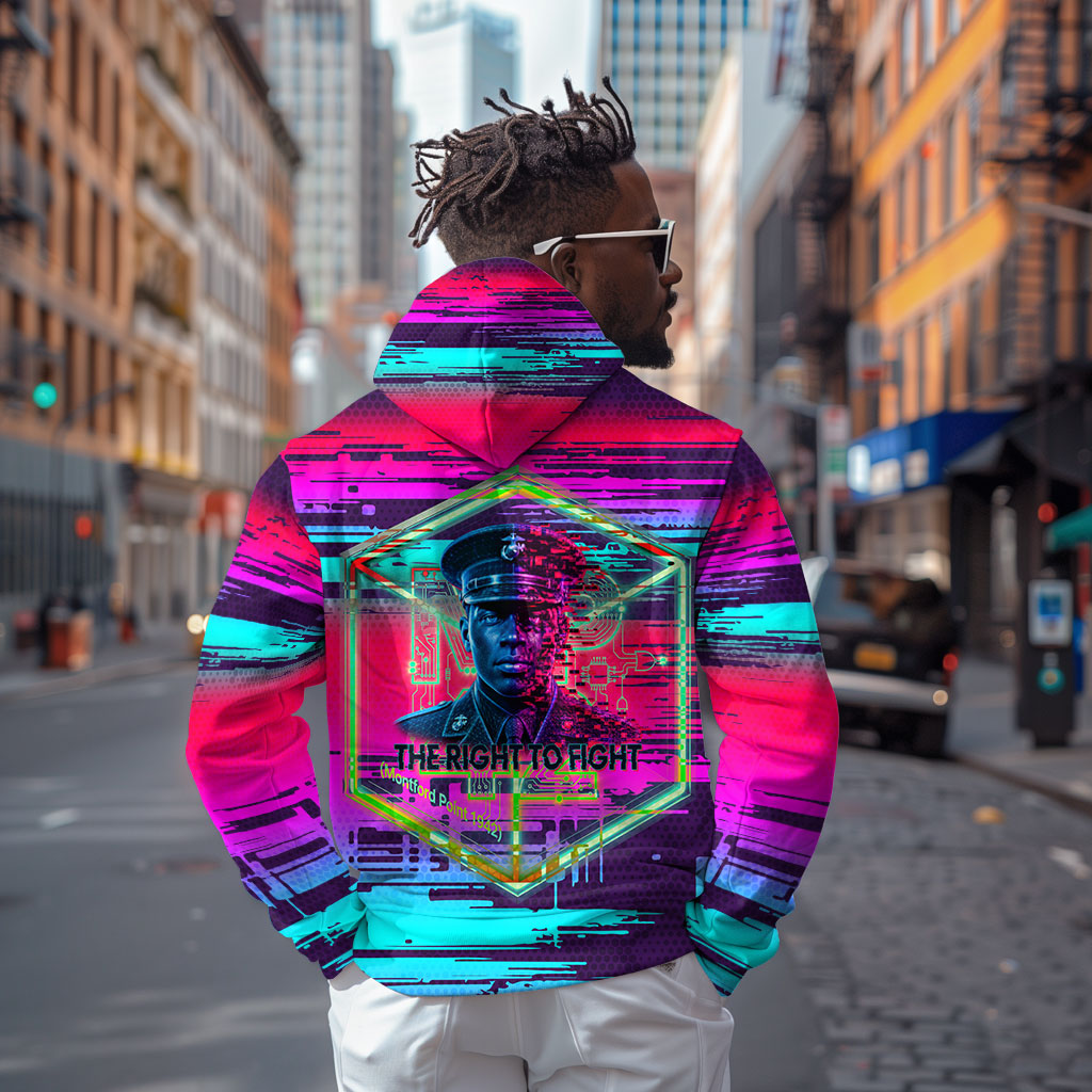 Montford Point Marines Legacy 1942 Zip Hoodie The Right To Fight Retro Glitch Vaporwave Art