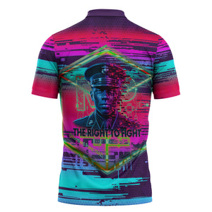 Montford Point Marines Legacy 1942 Zipper Polo Shirt The Right To Fight Retro Glitch Vaporwave Art