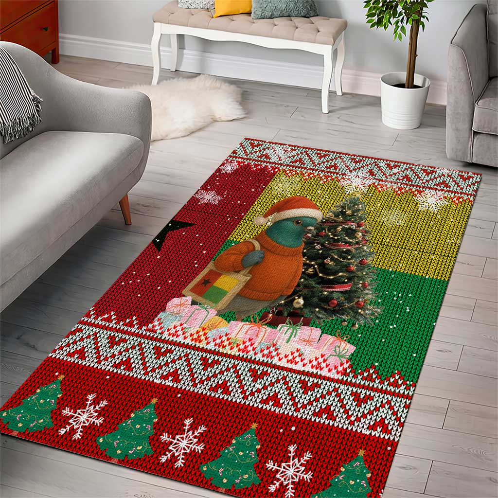 Guinea Bissau Christmas Area Rug Santa Penguin Christmas Tree and Snowflake - African Pride