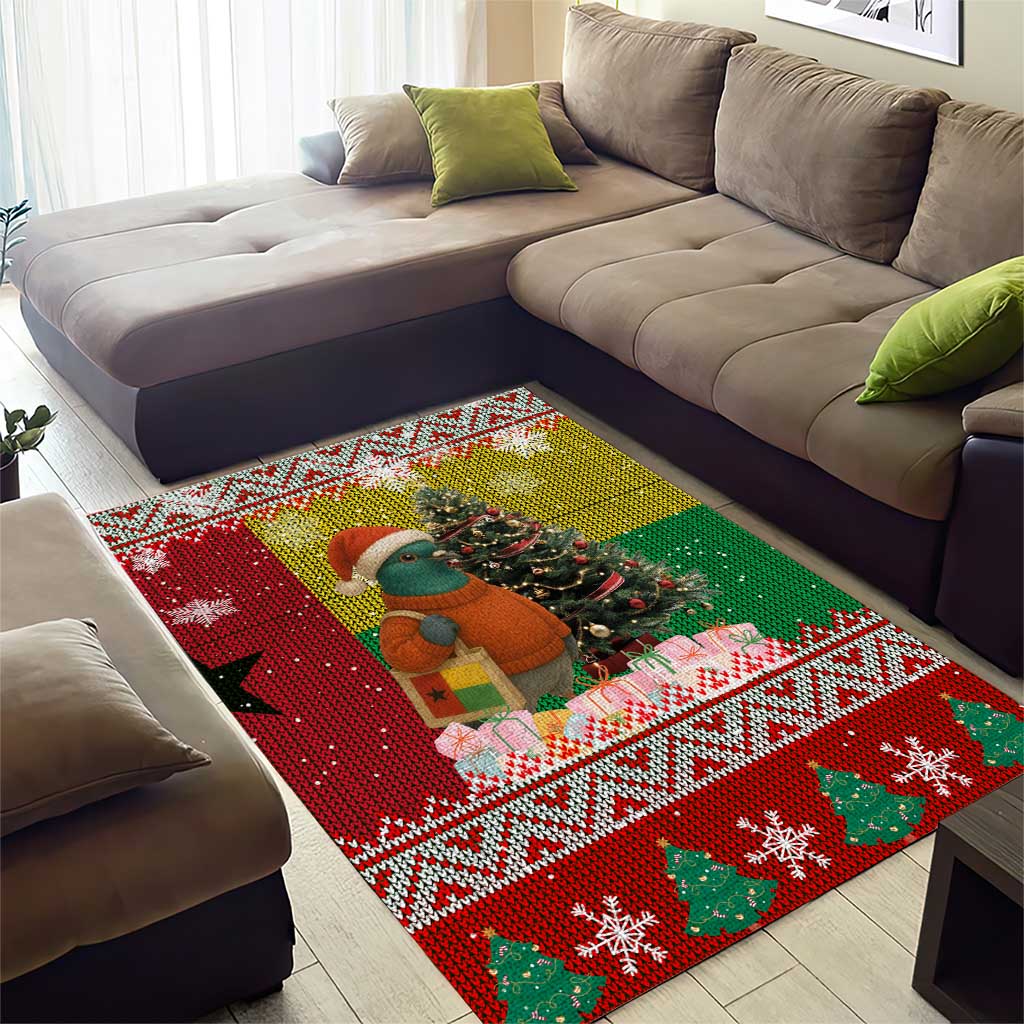 Guinea Bissau Christmas Area Rug Santa Penguin Christmas Tree and Snowflake - African Pride
