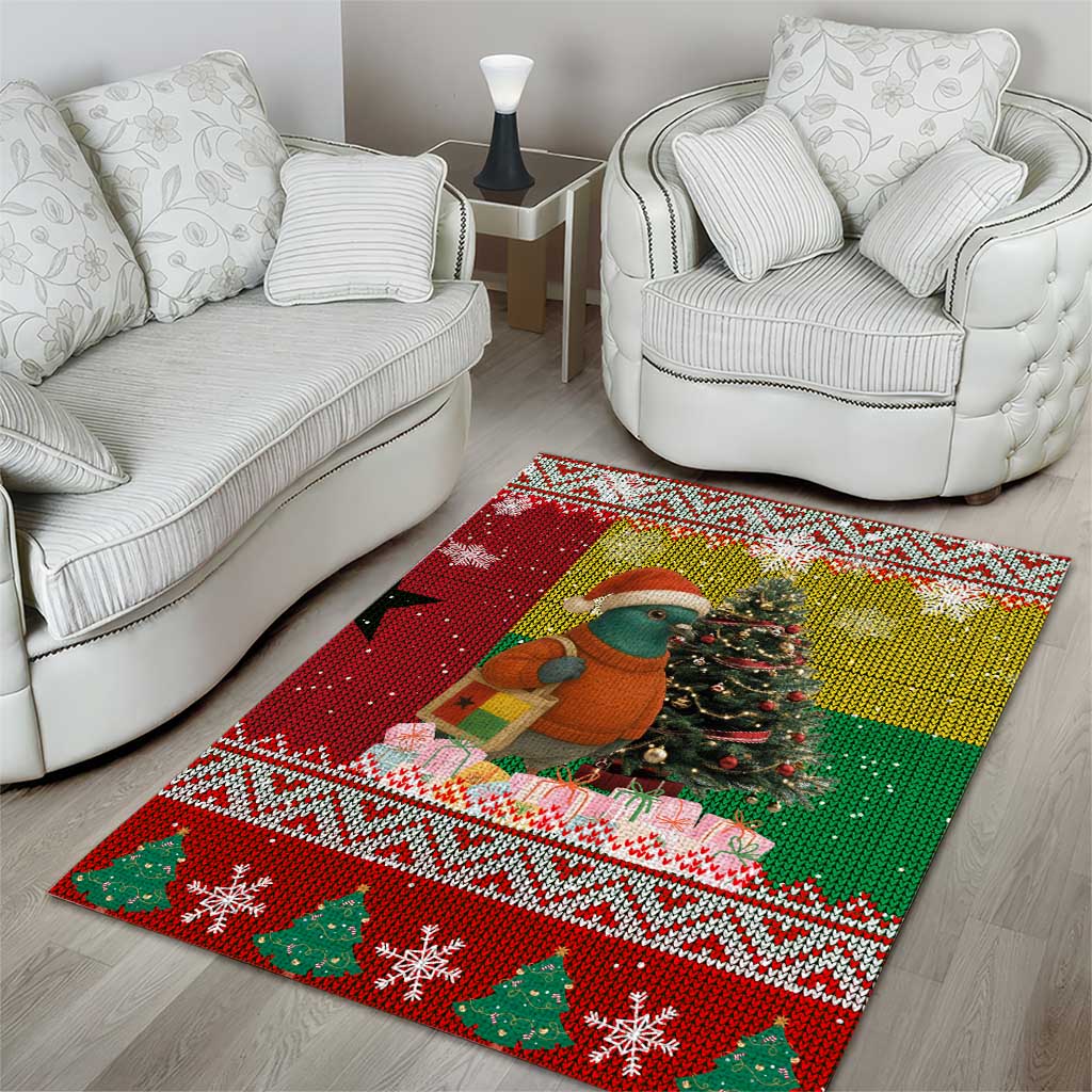 Guinea Bissau Christmas Area Rug Santa Penguin Christmas Tree and Snowflake - African Pride