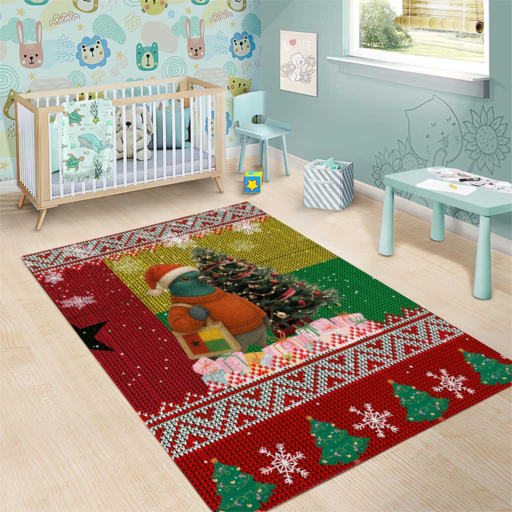 Guinea Bissau Christmas Area Rug Santa Penguin Christmas Tree and Snowflake - African Pride