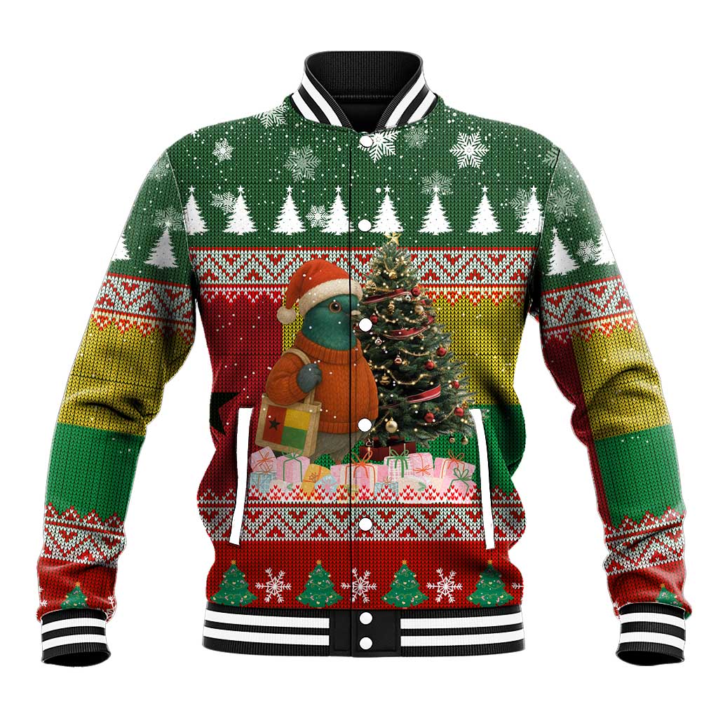 Guinea Bissau Christmas Baseball Jacket Santa Penguin Christmas Tree and Snowflake - African Pride