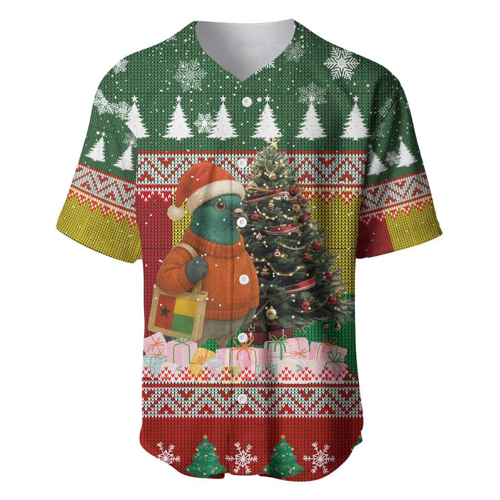 Guinea Bissau Christmas Baseball Jersey Santa Penguin Christmas Tree and Snowflake - African Pride