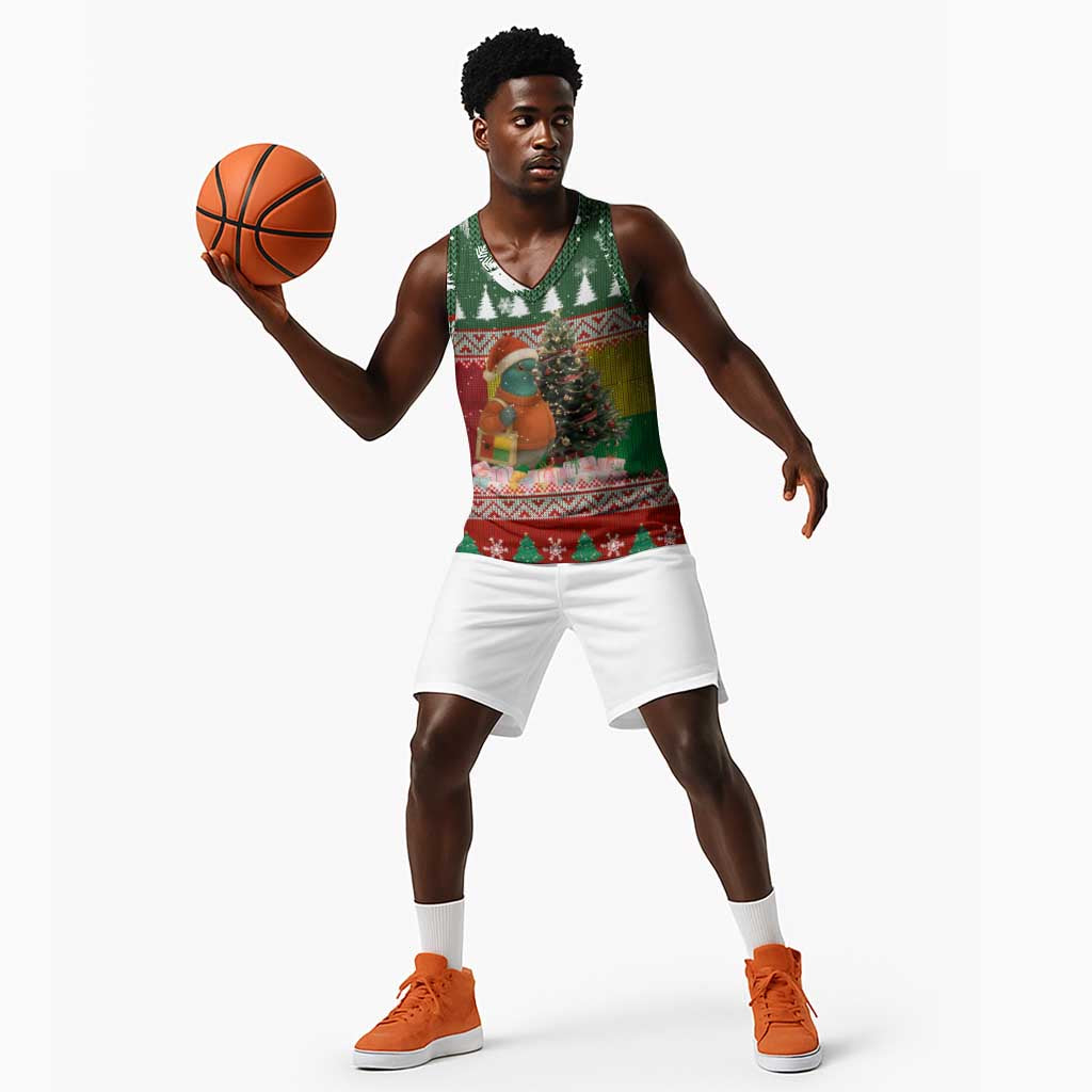 Guinea Bissau Christmas Basketball Jersey Santa Penguin Christmas Tree and Snowflake - African Pride