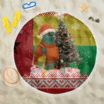 Guinea Bissau Christmas Beach Blanket Santa Penguin Christmas Tree and Snowflake - African Pride