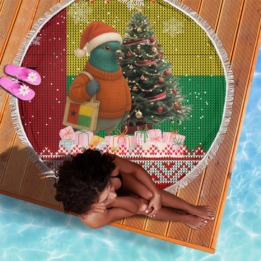 Guinea Bissau Christmas Beach Blanket Santa Penguin Christmas Tree and Snowflake - African Pride