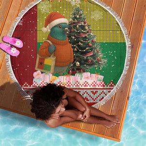 Guinea Bissau Christmas Beach Blanket Santa Penguin Christmas Tree and Snowflake - African Pride